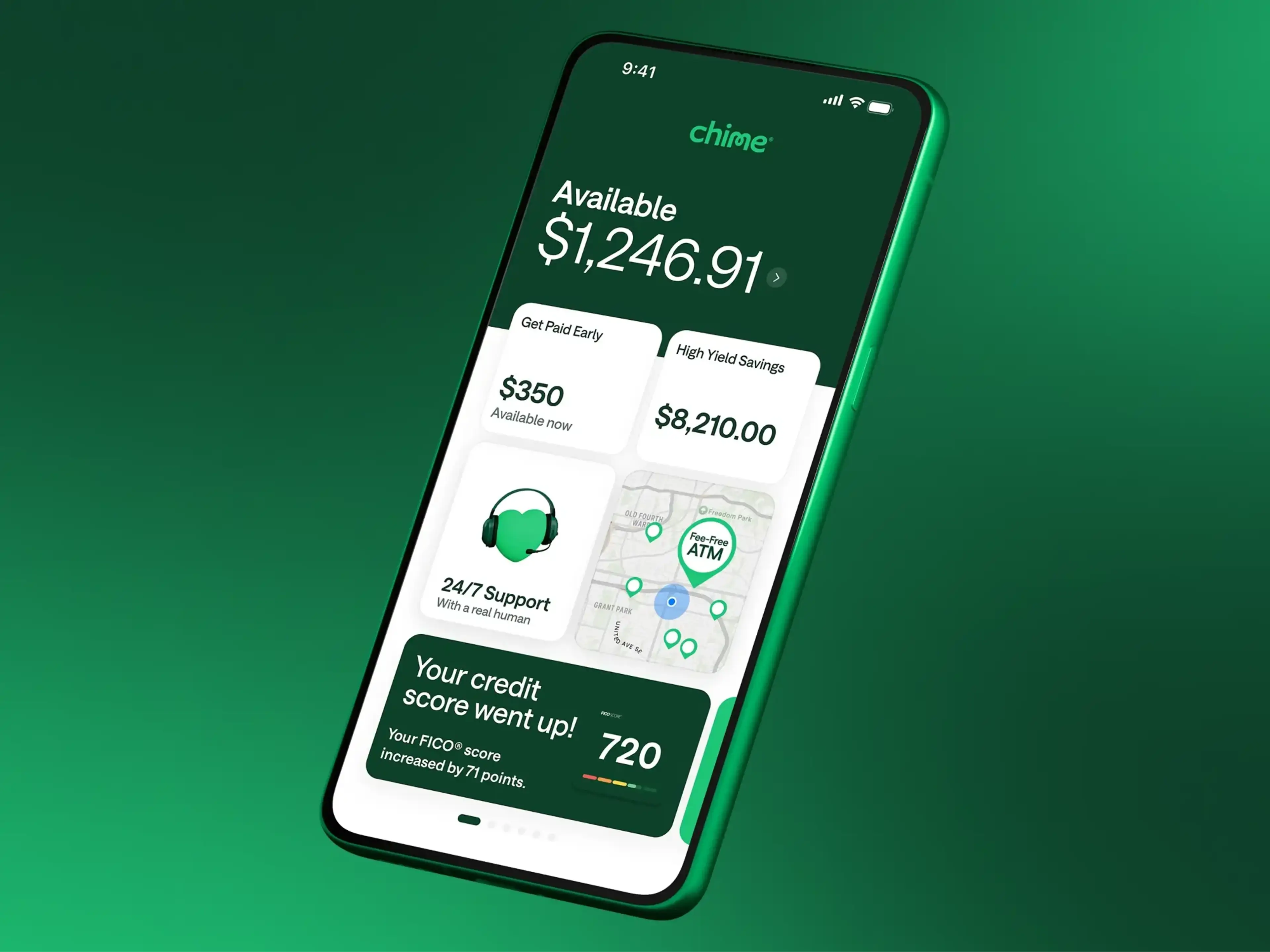 Chime app home screen on mobile phone