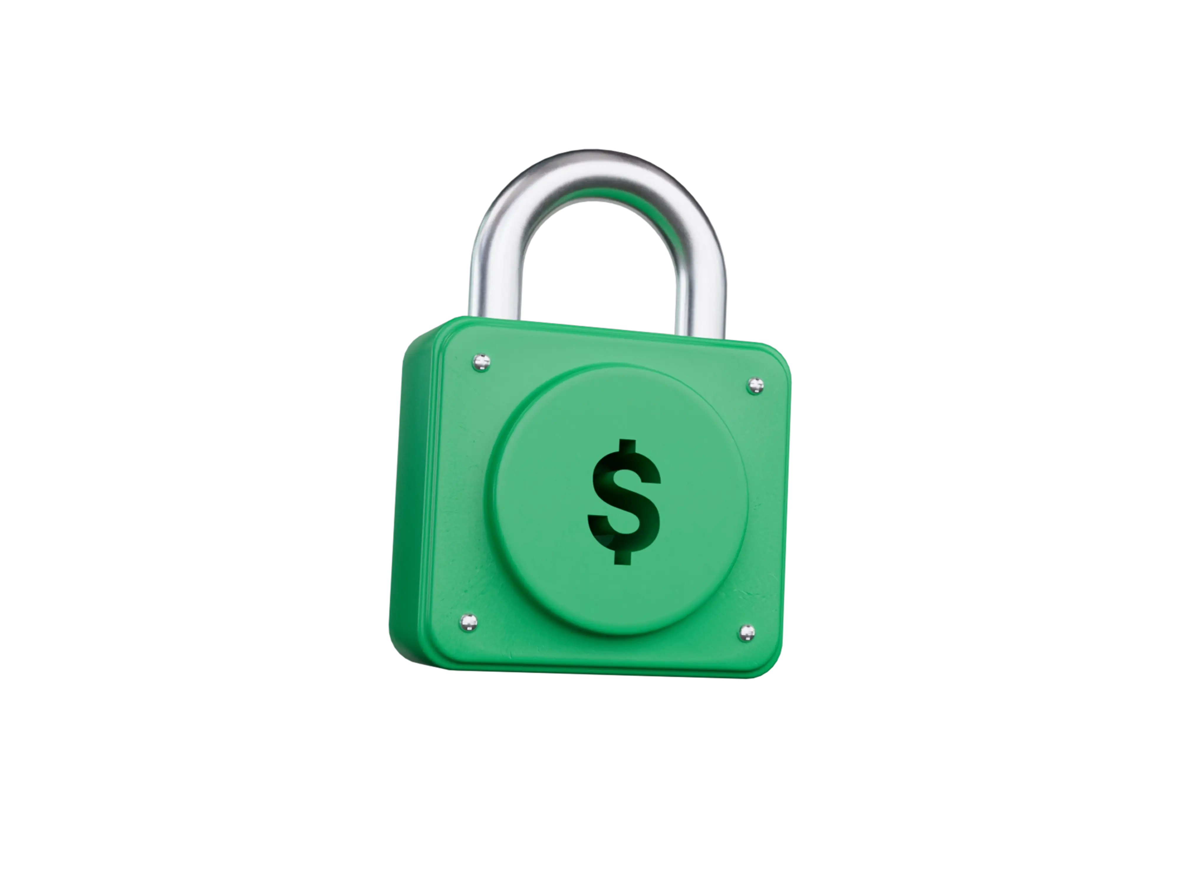 A bright green lock with money symbol.