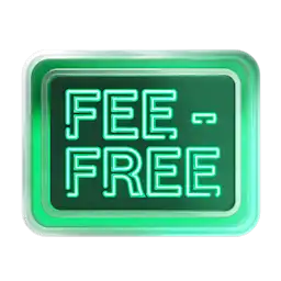 A neon sign that says "fee-free"