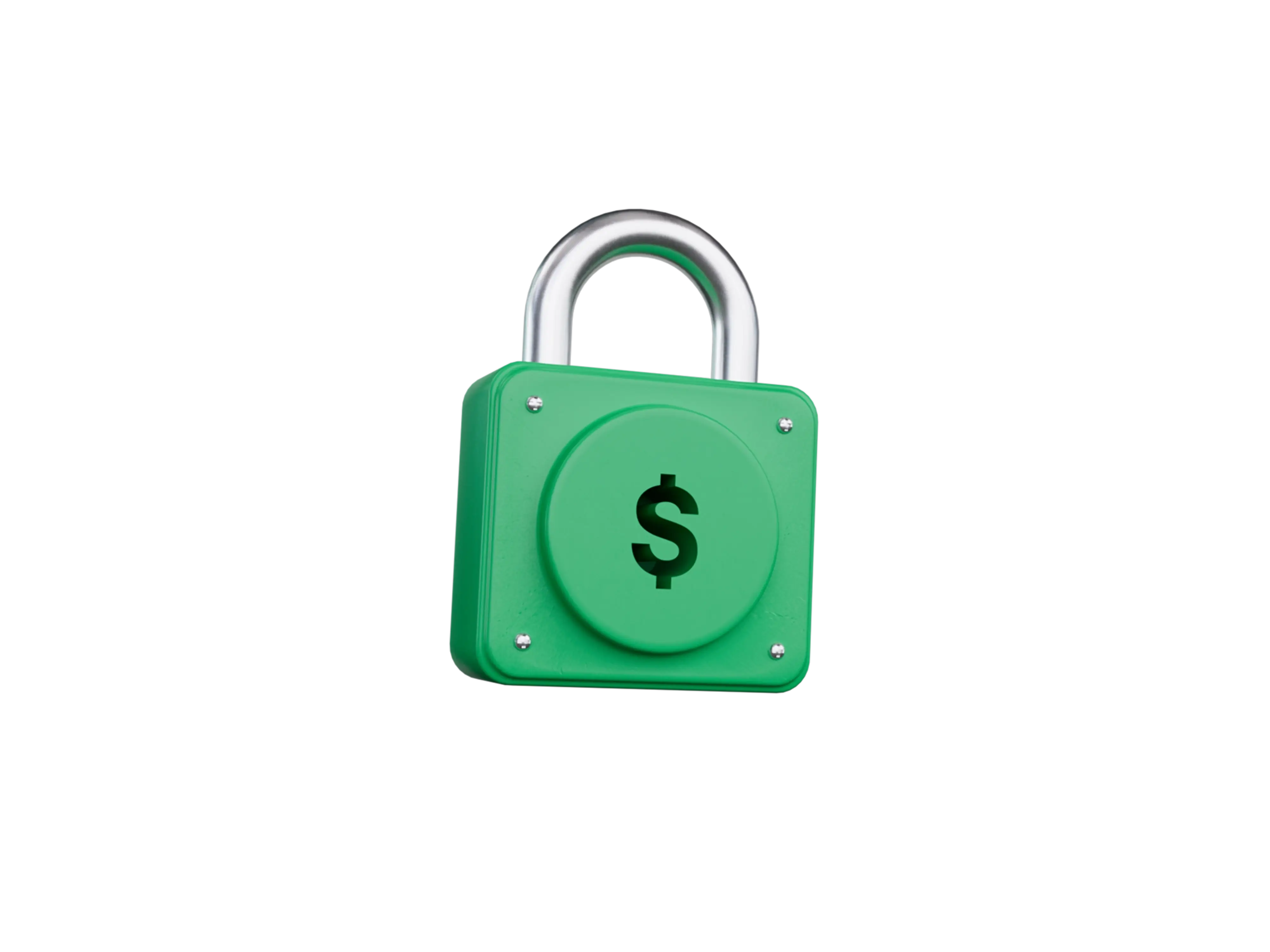A bright green lock with money symbol.