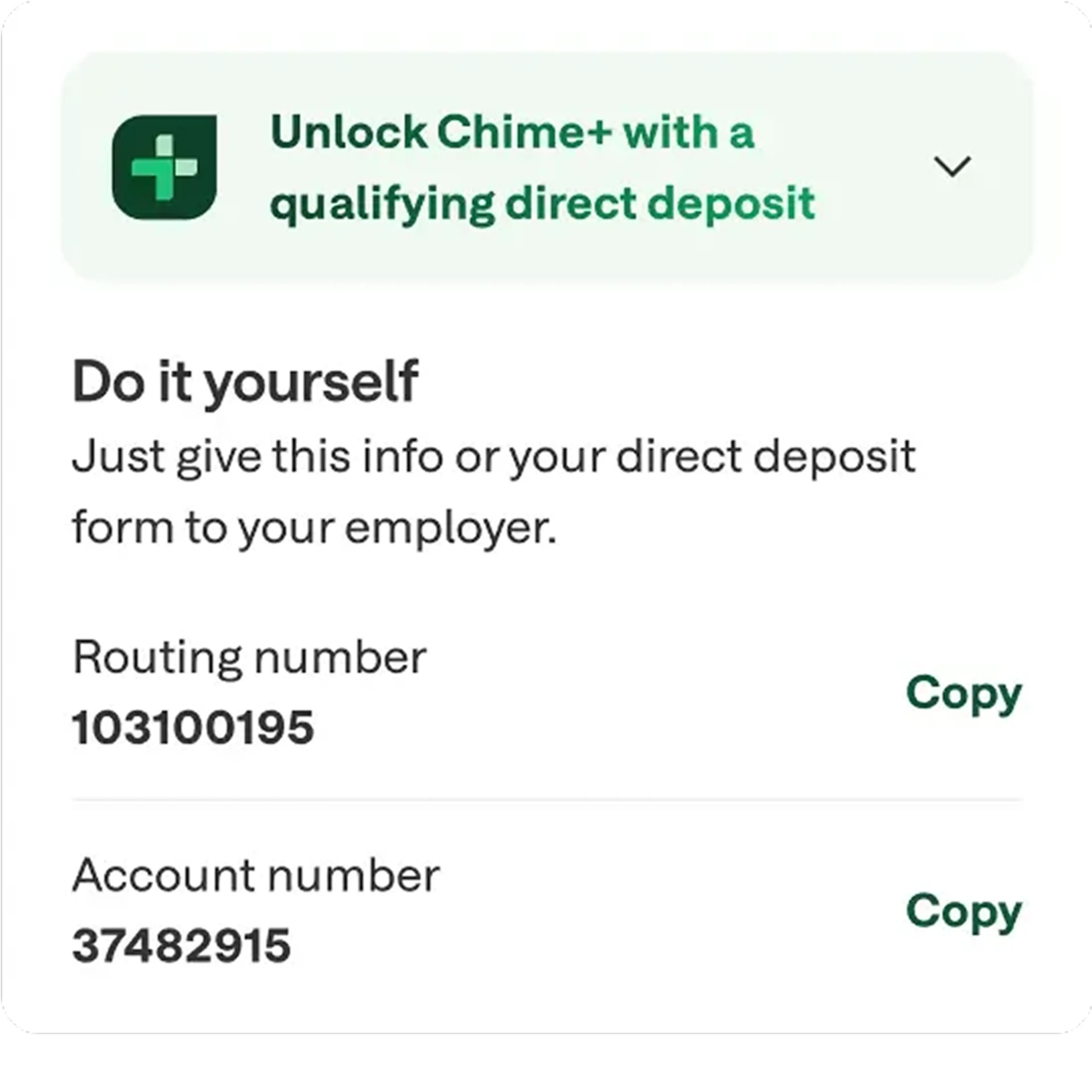 Unlock Chime+ with a qualifying direct deposit.