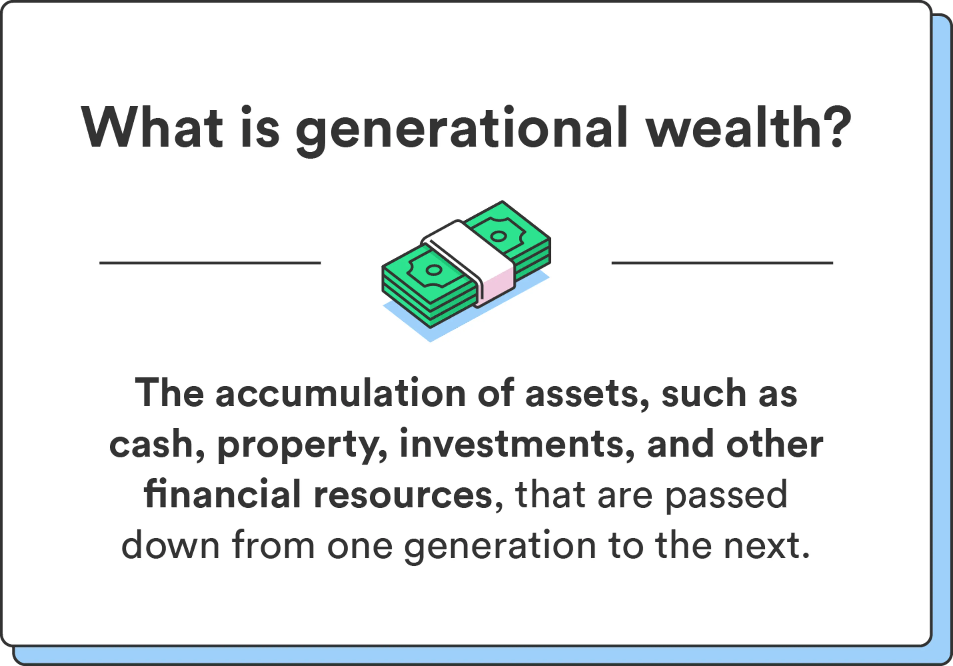 An illustrated house accompanies the definition of generational wealth.
